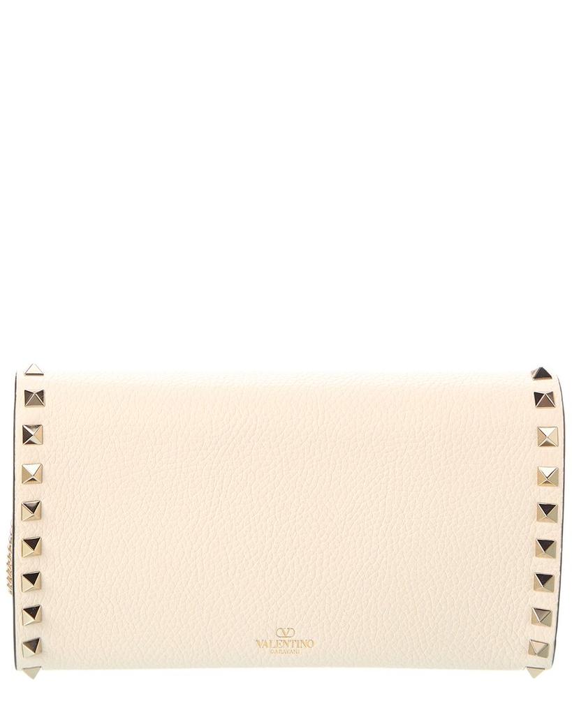 Valentino Valentino Rockstud Grainy Leather Wallet On Chain