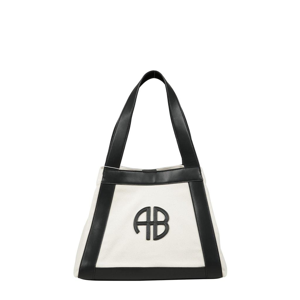 トートバッグ Anine Bing Cara Tote Bag - Cotton - Neutral ANINE BING Small Cara Tote - Natural Canvas With Black