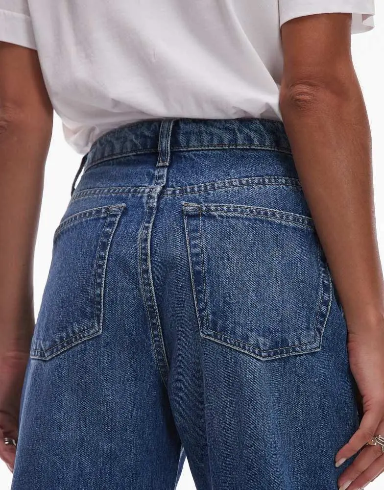 Topshop Topshop Kort high rise straight jean in vintage blue 4