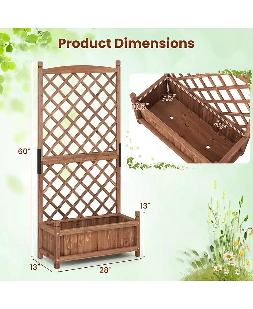 Gymax 2PCS 60

 Tall Raised Garden Bed w/ Diamond Lattice Trellis Drainage Holes Outdoor 2