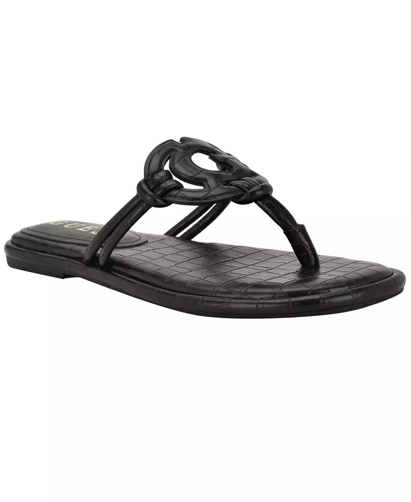 GUESS Women's Saime Embellished G Cutout Flat Thong Sandals 1
