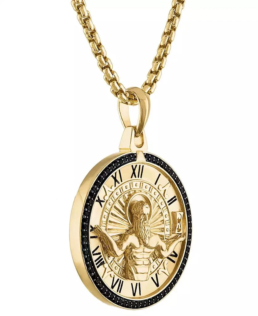 Bulova Men's Chronos God of Time Black Diamond (1/4 ct. t.w.) Pendant Necklace in 14k Gold-Plated Sterling Silver, 24" + 2" extender 2
