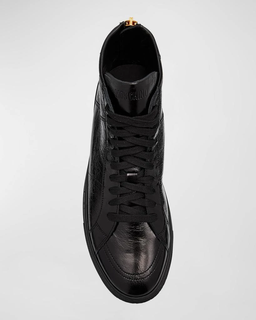 Moschino Men's Leather Zip High-Top Sneakers 5