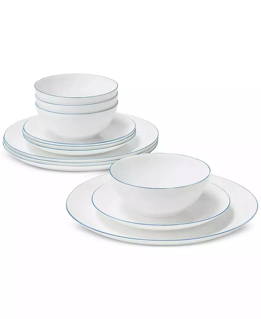 Shop Opal Glass Blue Rim 12 Pc. Dinnerware Set, Service for 4, Macy's ...