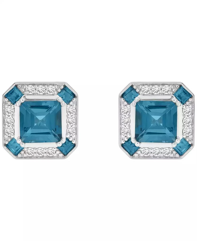 Macy
s Lab Grown White Sapphire (1/4 ct. t.w.) and London Blue Topaz (3-1/3 ct. t.w.) Square Earrings in Sterling Silver