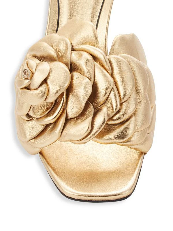 Valentino 51MM Floral Leather Kitten Heel Sandals 5