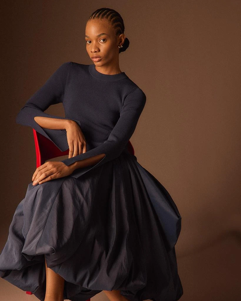 SIMKHAI Kenlie Split-Sleeve Mixed Media Bubble Midi Dress - Dresses &  Skirts - Free Shipping - BeyondStyle