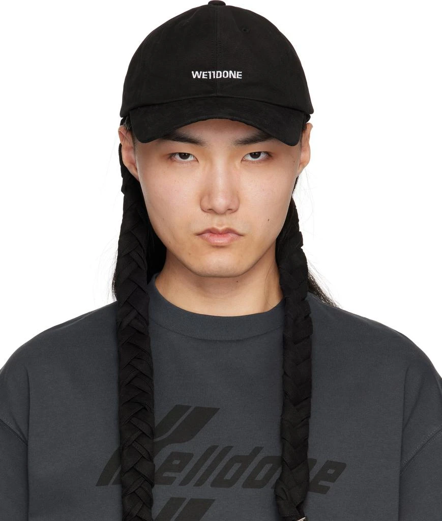 We11done Black Distressed Logo Embroidered Cap - Hats  display picture 1
