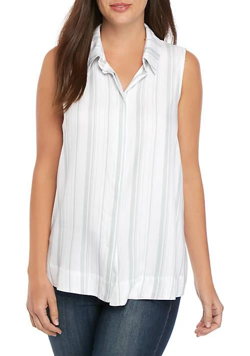 Cupio Blush Sleeveless Collar Button Front Top 1