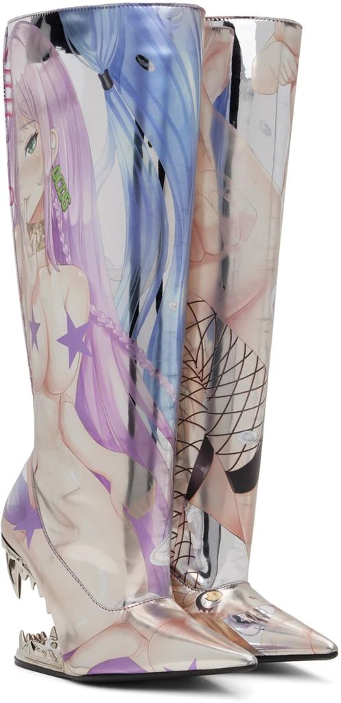 GCDS Silver Morso Hentai Wide Tall Boots 4