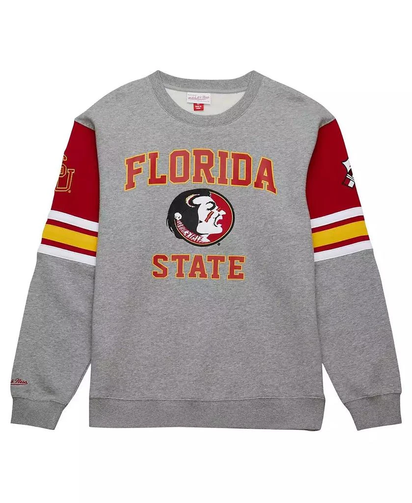 Mitchell & Ness Men's Heather Gray Florida State Seminoles Throwback Allover 4.0 Pullover Sweatshirt 2