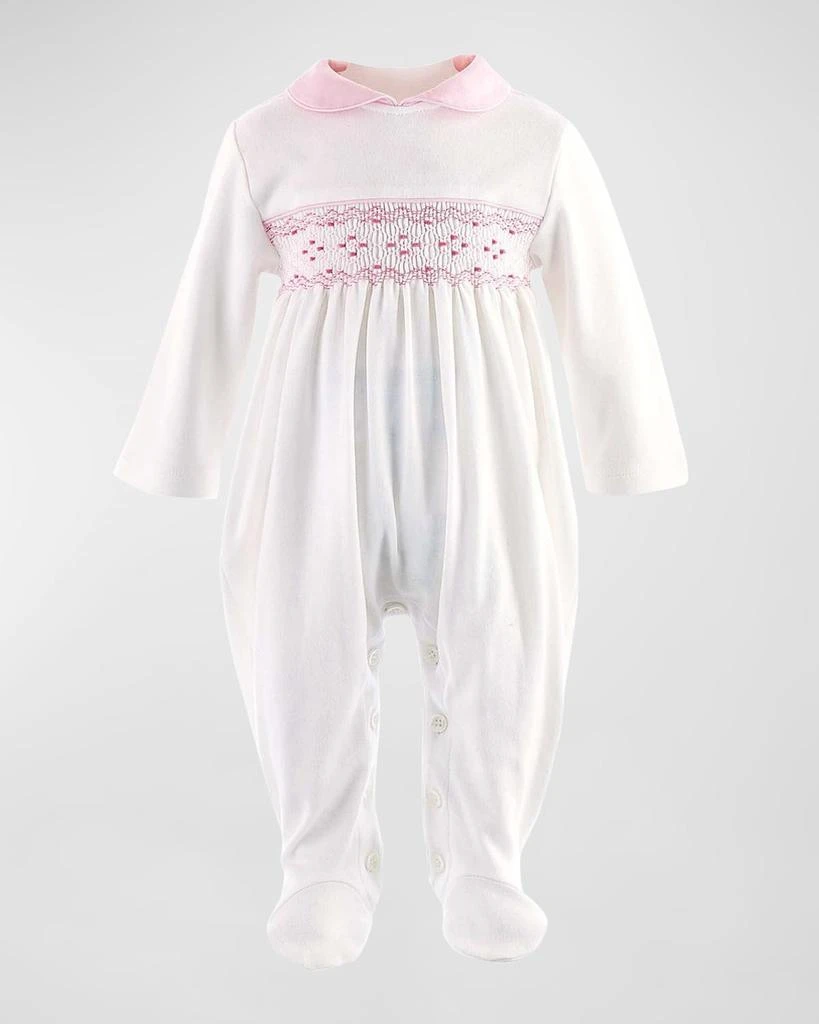 Rachel Riley Girl's Smocked Footed Coverall, Size Newborn-12M 1