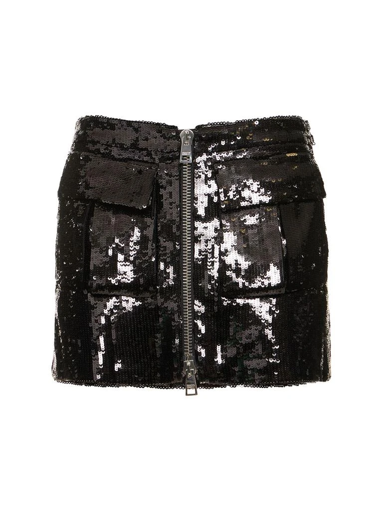 Brandon Maxwell Sequined Zipped Mini Skirt 1