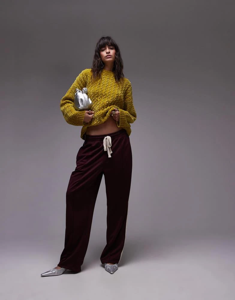 Topshop Topshop knitted chunky oversized cable chenille jumper in chartreuse 2