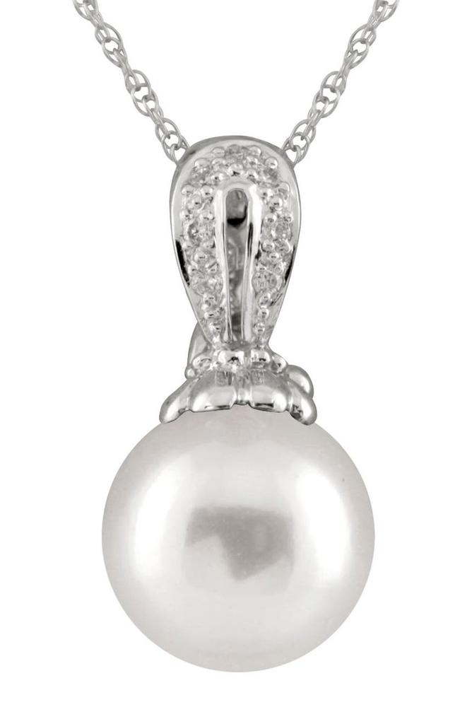 Splendid Pearls Diamond Enhancer Pendant Necklace with 8-9mm Freshwater Pearl