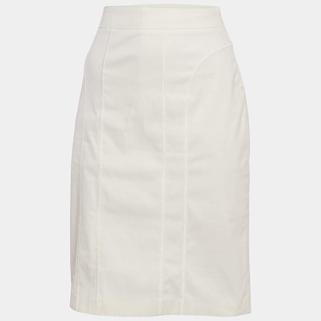 Burberry Burberry Off-White Cotton Knee-Length Skirt M