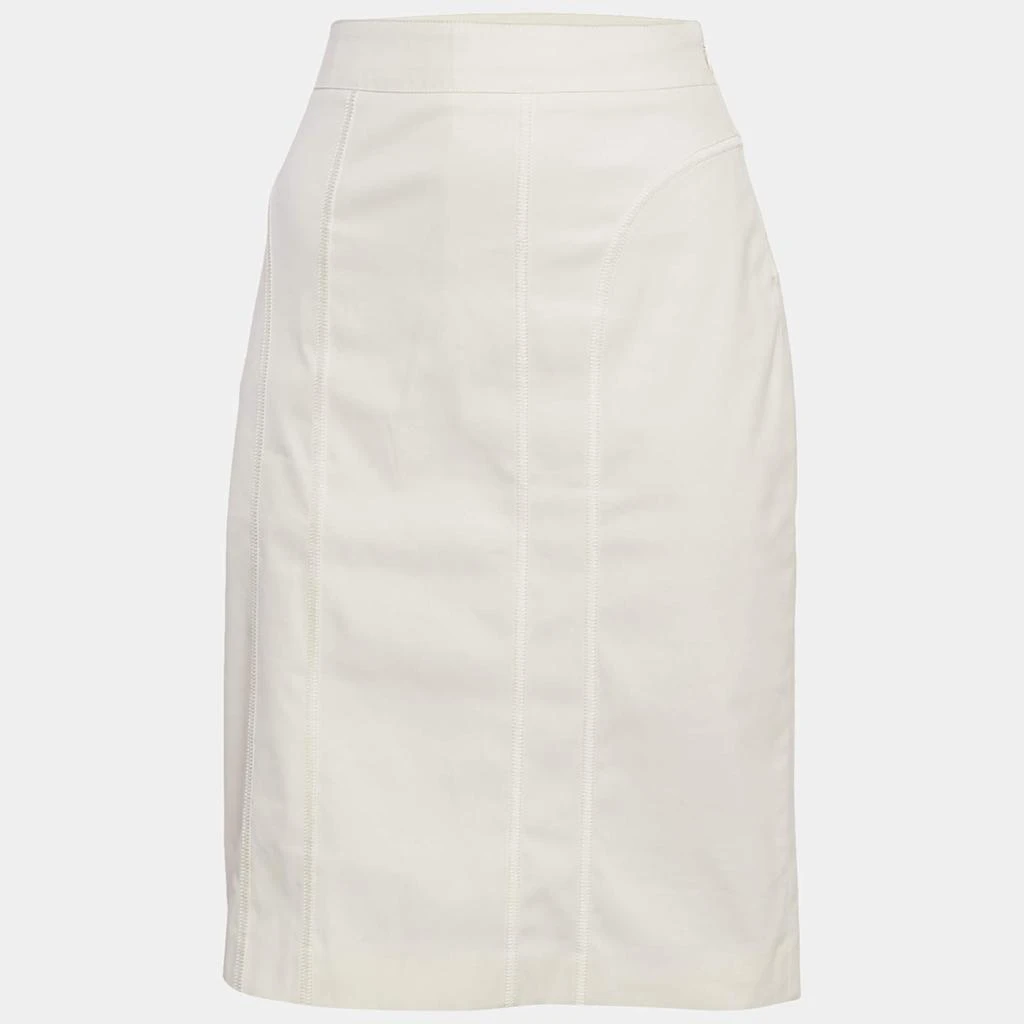 Burberry Burberry Off-White Cotton Knee-Length Skirt M 1