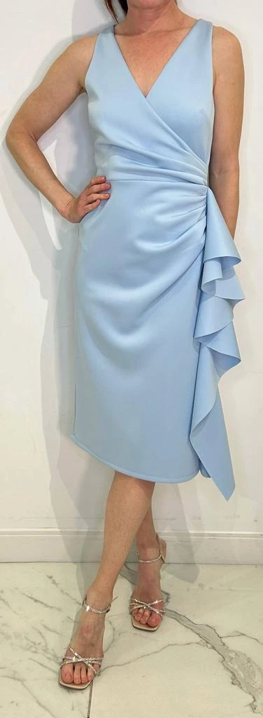 Shop Side Pleated Cascade Halter Dress In Sky Blue on Sale at BeyondStyle   Get 54% Off Side Pleated Cascade Halter Dress In Sky Blue with Limited-Time  Flash Deals, Exclusive Discounts, and