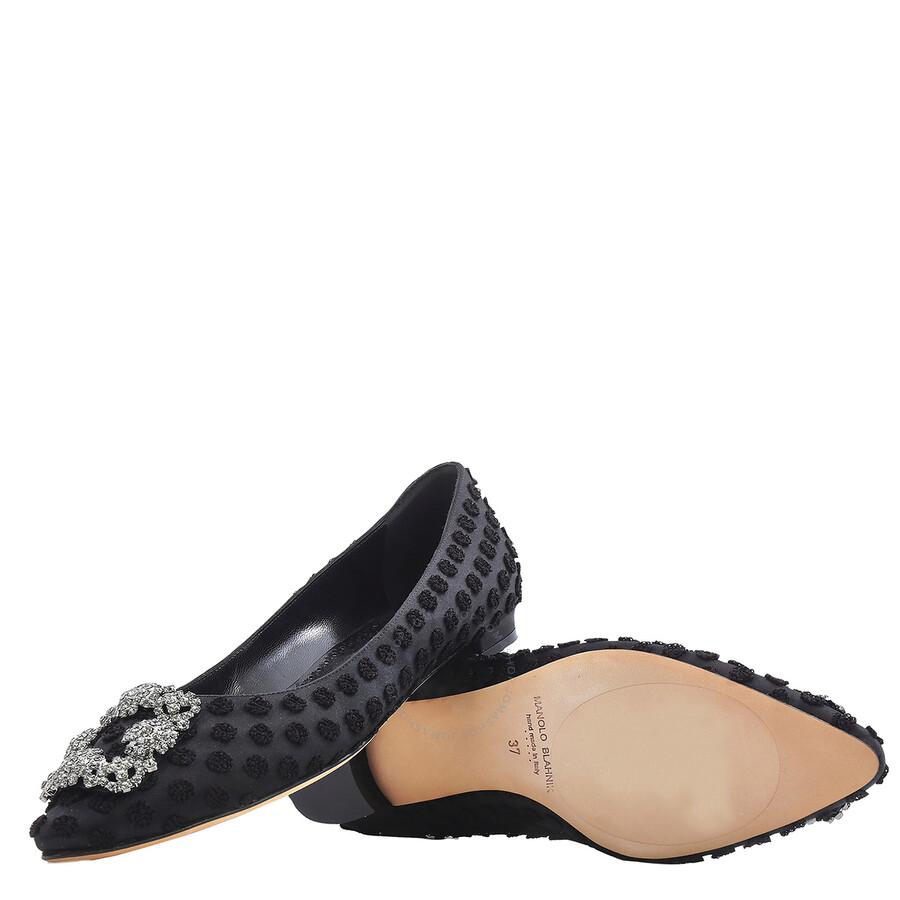 Manolo Blahnik Hangisi Polka-Dot Woven Flats