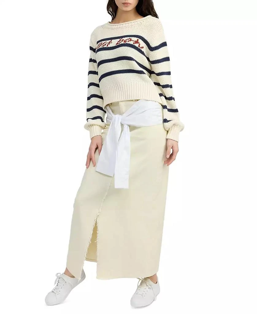 En Saison Women's Helena Cotton Striped Cropped Sweater 3