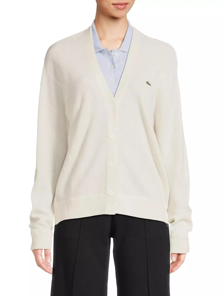 Lacoste V-Neck Wool Logo Cardigan 3