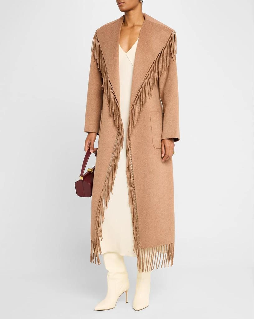 SIMKHAI Carrie Belted Fringe Robe Coat 4