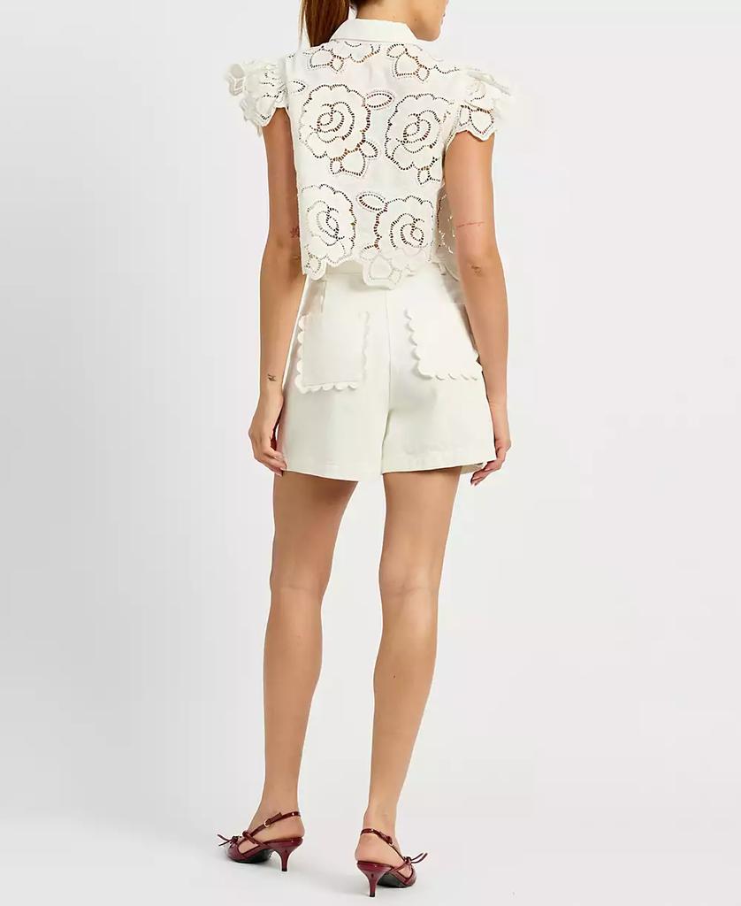 En Saison Women's Chloe Flutter-Sleeve Broderie Anglaise Top