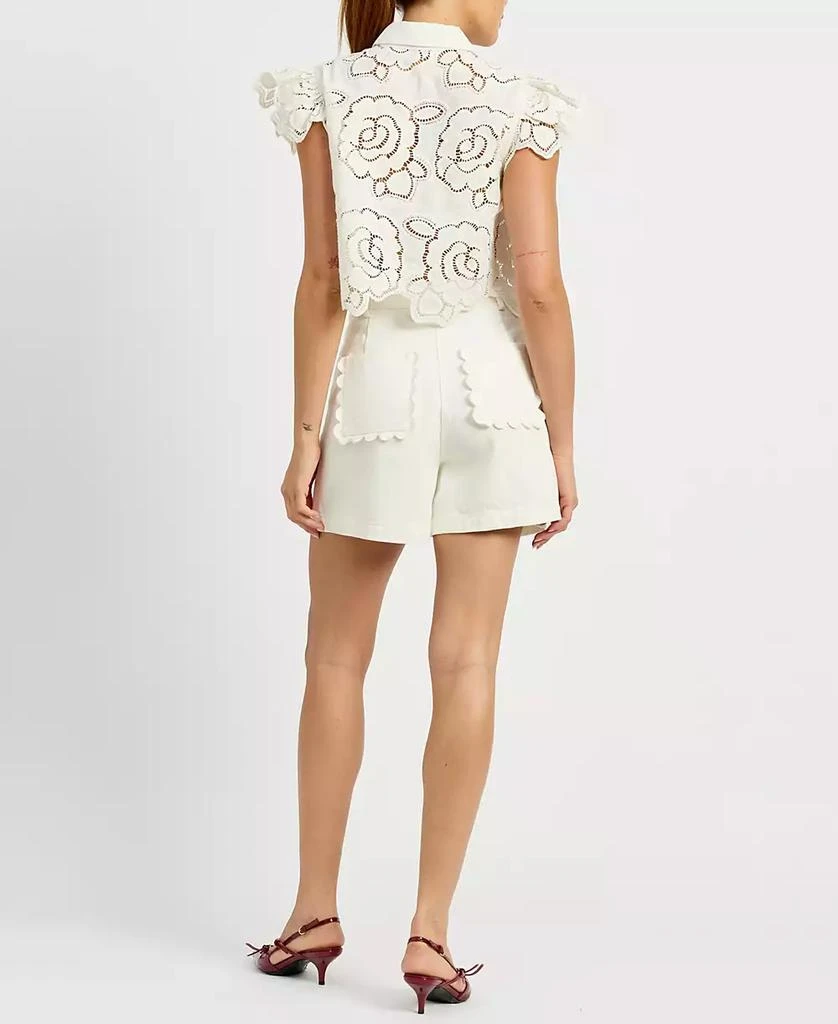 En Saison Women's Chloe Flutter-Sleeve Broderie Anglaise Top 2