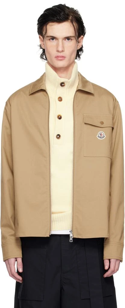 Moncler Tan Cotton Gabardine Zip-Up Jacket 1