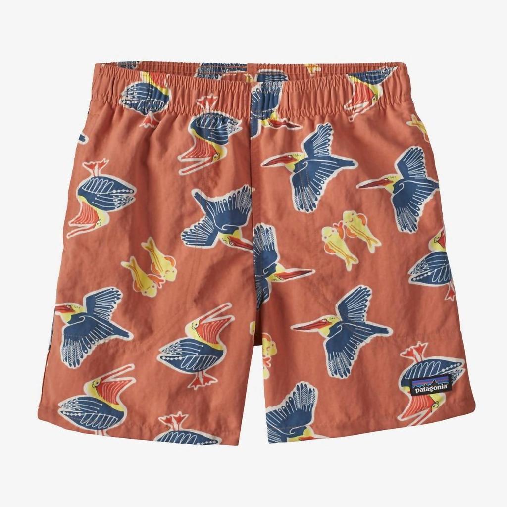 Patagonia Kid's Baggies Lined 5" Shorts In Sienna Clay