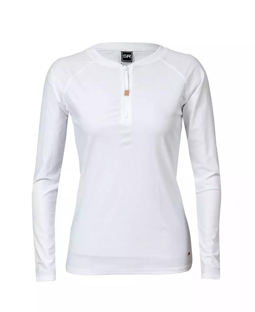 Snapper Rock Ladies White Half Zip LS Rash Top