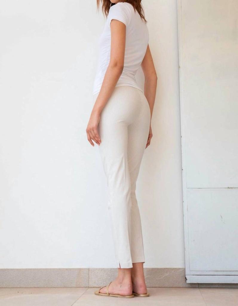 Avenue Montaigne Avenue Montaigne - Pars Beige Seersucker Stripe full-length Pant