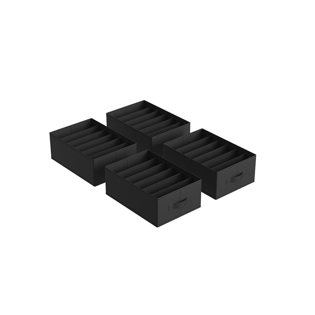 BreeBe Set of 4 Wardrobe Clothes Organizer with 6 Grids Classic Black
