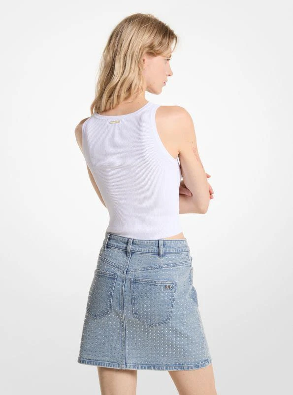 Michael Kors Crystal Embellished Washed Denim Mini Skirt 2