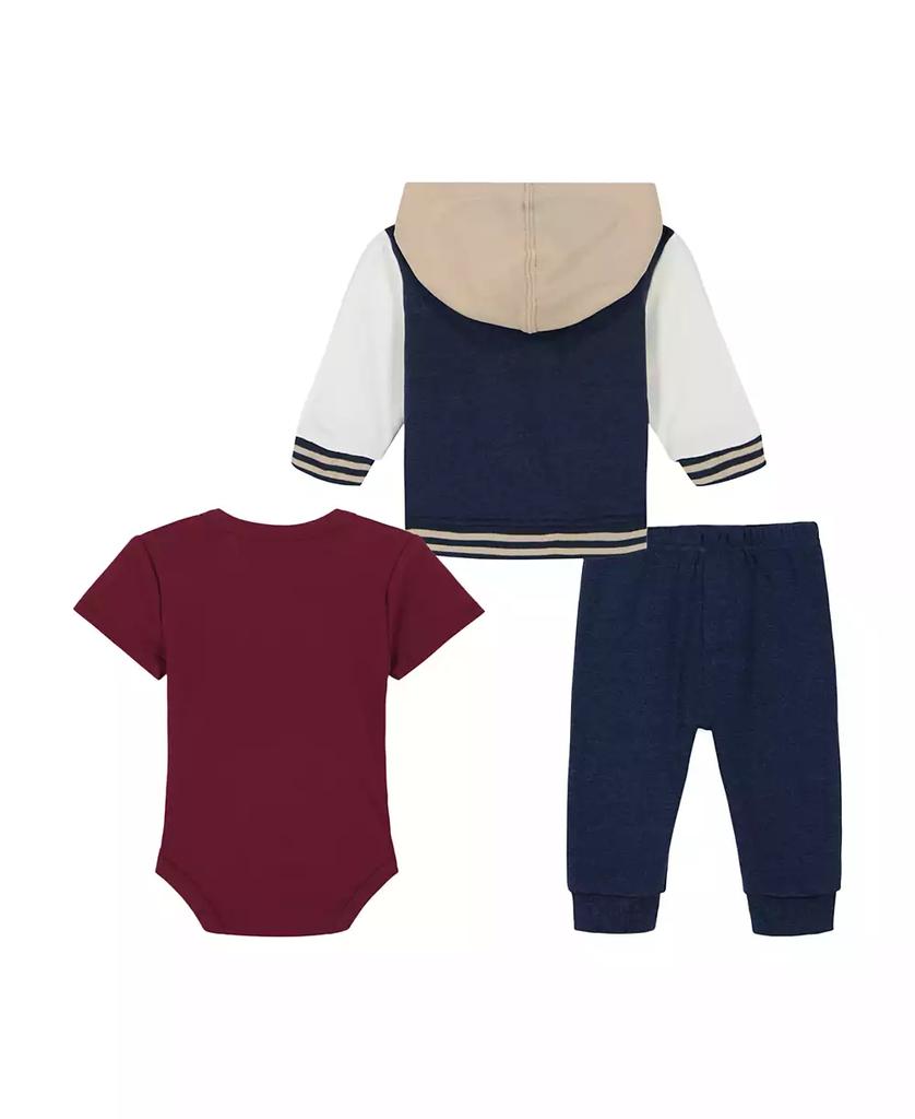 Tommy Hilfiger Baby Boy Fleece Hooded Baseball Jacket, Short Sleeve Bodysuit and Joggers 3-Piece Set