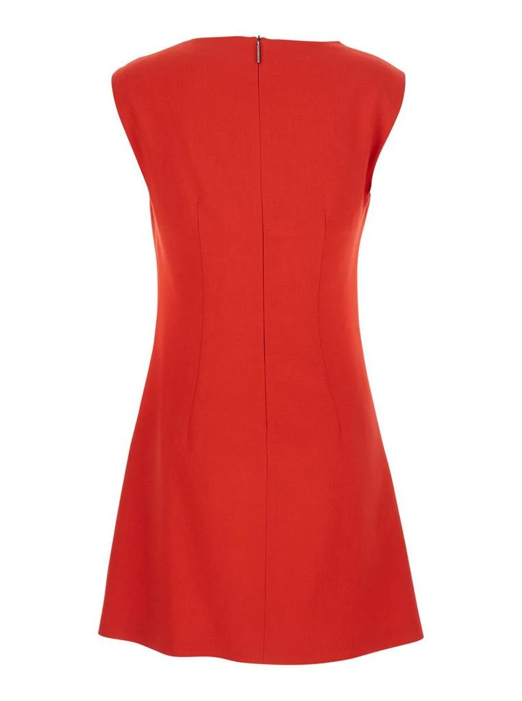 Msgm Red Dress With Ruches Details In Viscose Blend Woman 2