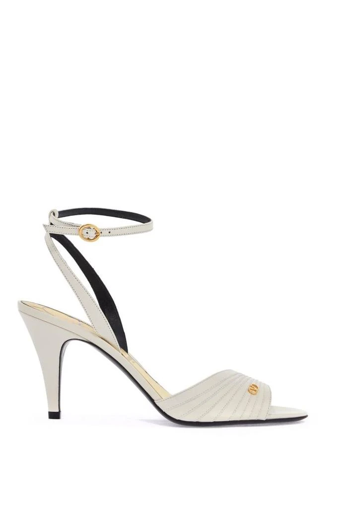 Valentino ivory goat leather stiletto sandal with striped strap 1