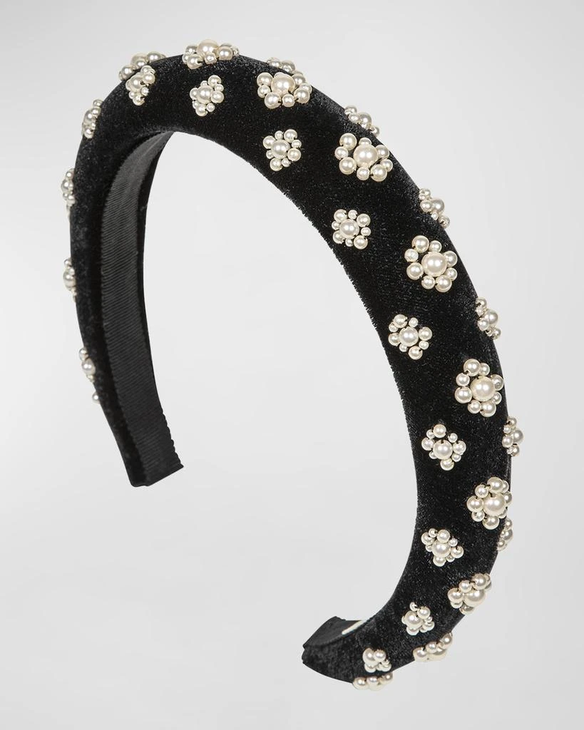 Jennifer Behr Margaret Pearly Velvet Headband 1