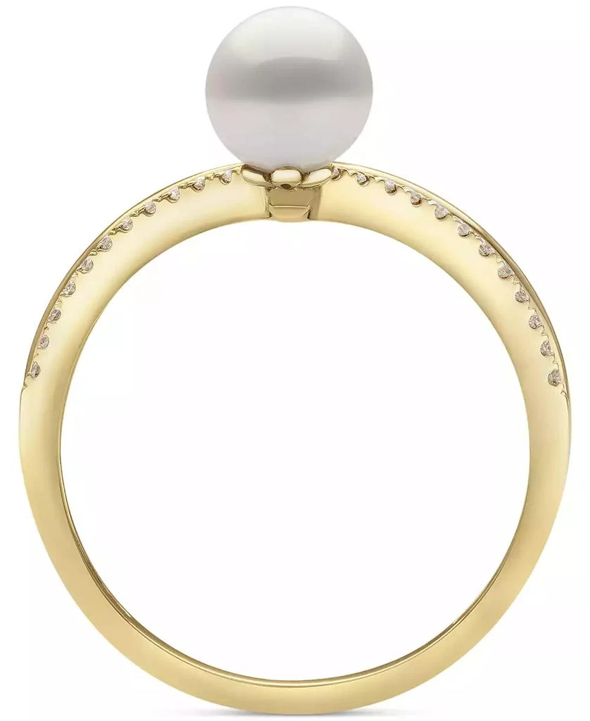 Belle de Mer Cultured Freshwater Pearl (6mm) & Diamond (1/10 ct. t.w.) Chevron Ring in 10k Gold 4