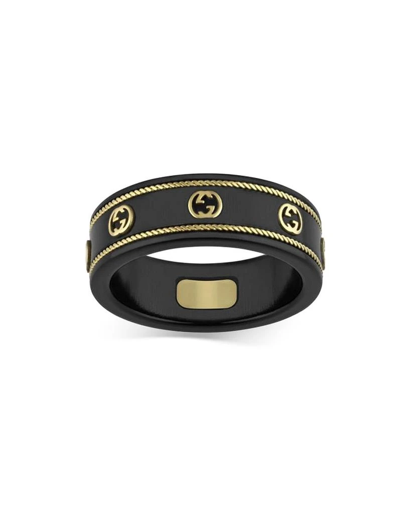 Gucci 18K Yellow Gold & Corindum Icon Logo Band 2