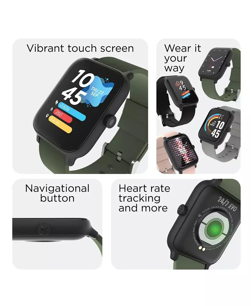 24/7 EVO Unisex Olive Silicone Strap Smartwatch 37.5mm 2