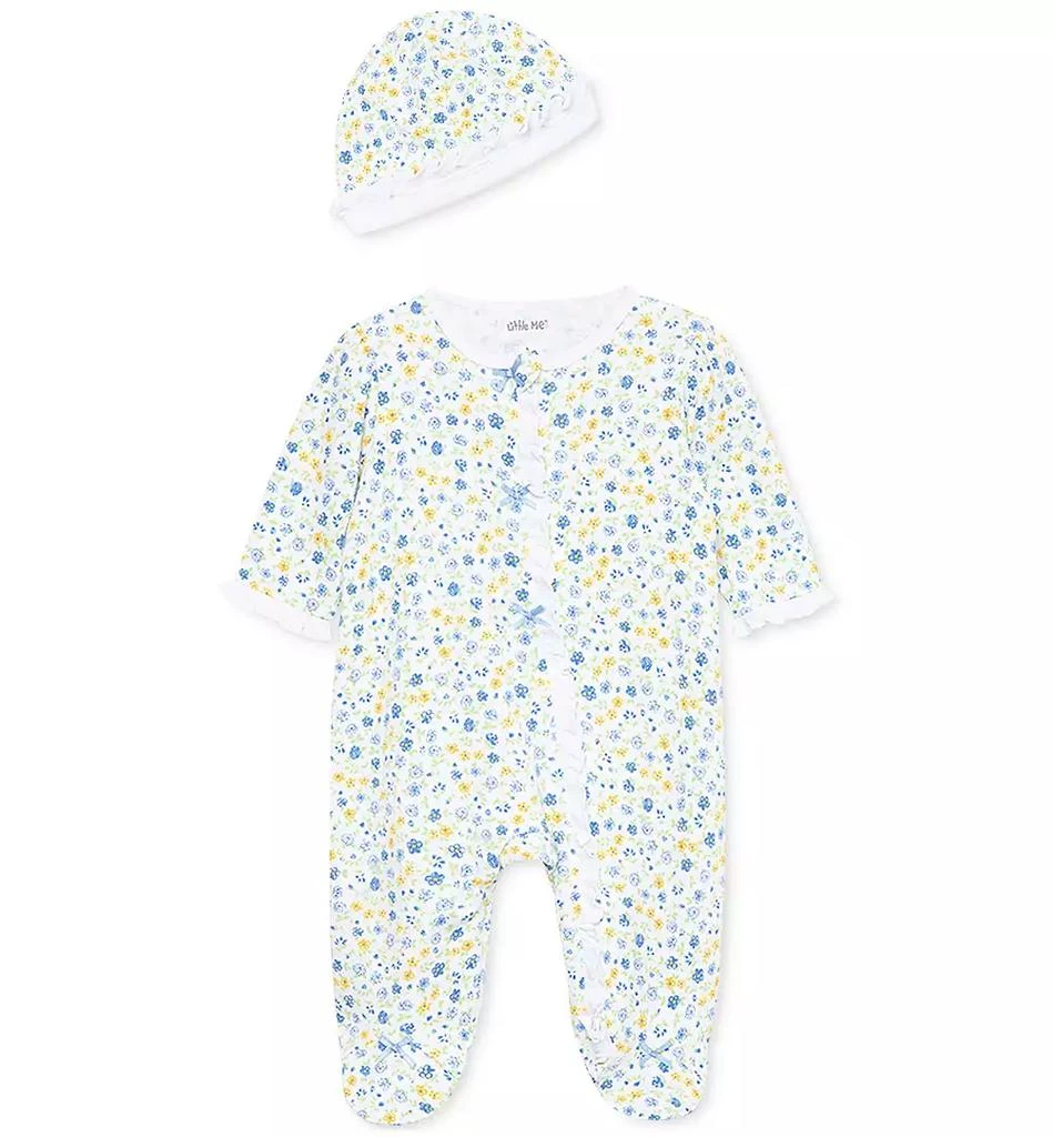 Little Me Baby Girls Dainty Blossoms Coverall and Hat, 2 Piece Set 1