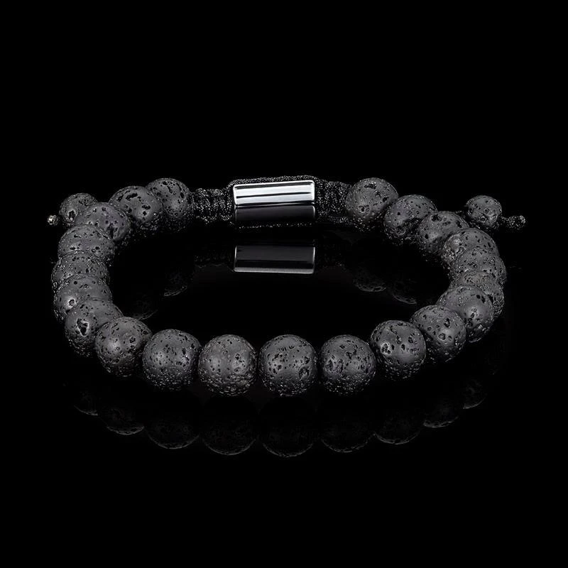 Crucible Jewelry Crucible Los Angeles Lava Natural Stone 8mm Beads on Adjustable Cord Tie Bracelet 4