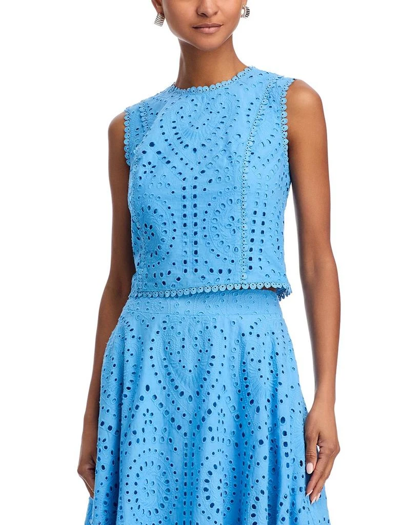 AQUA Eyelet Sleeveless Top - Exclusive 1
