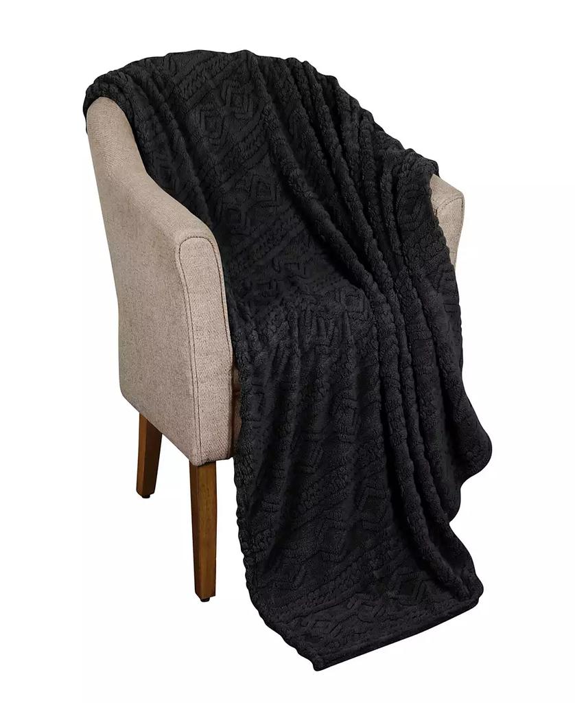 Superior Boho Knit Jacquard Fleece Plush Fluffy Blanket