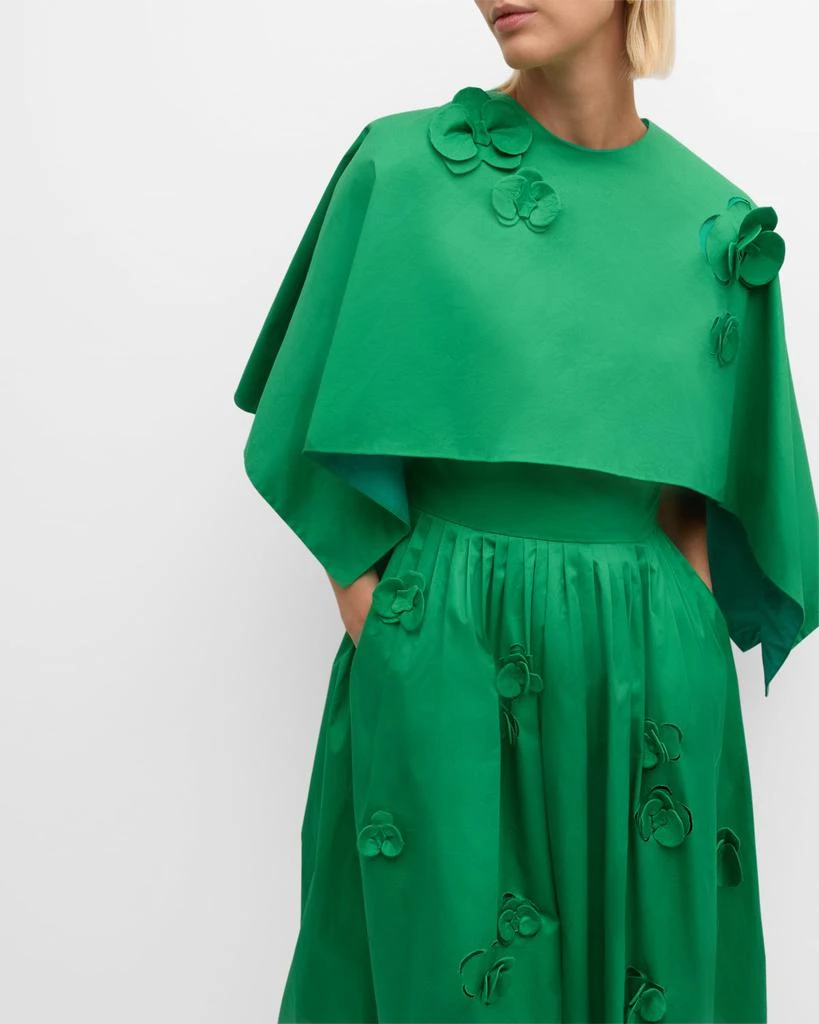 Oscar de la Renta Orchid Cutout Cotton-Twill Sleeveless Midi Dress 7