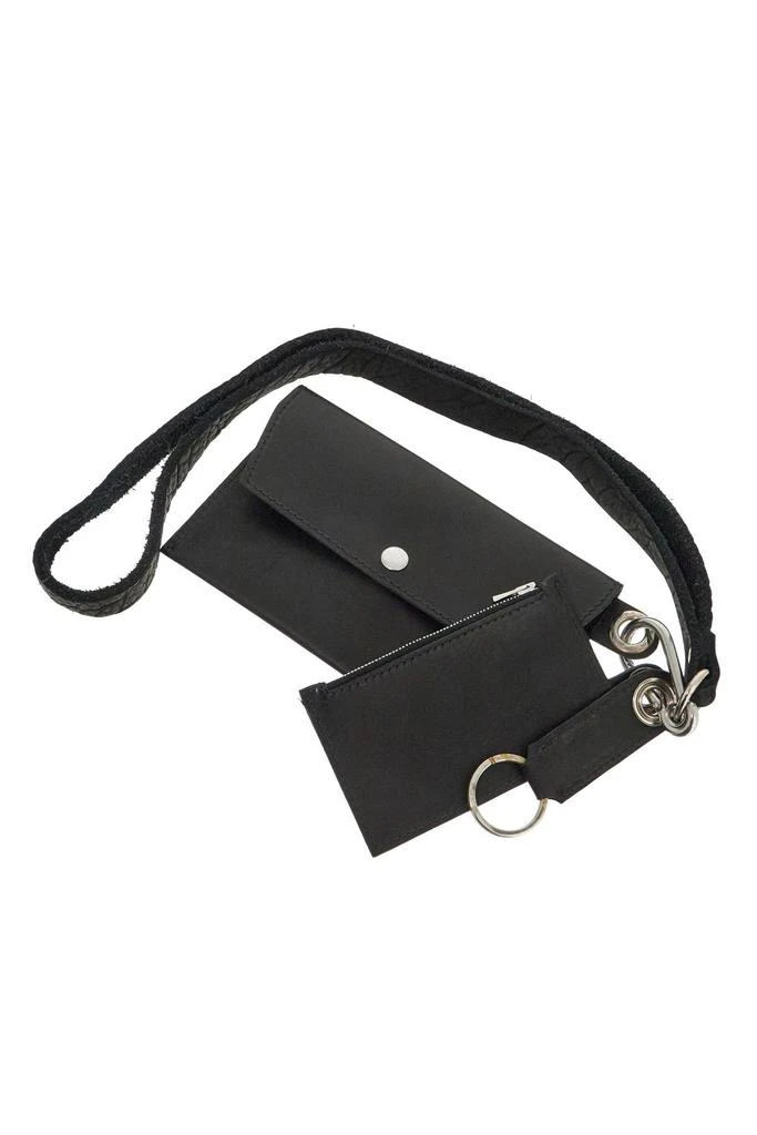 GUIDI black kangaroo leather card and phone holder with shoulder strap 2