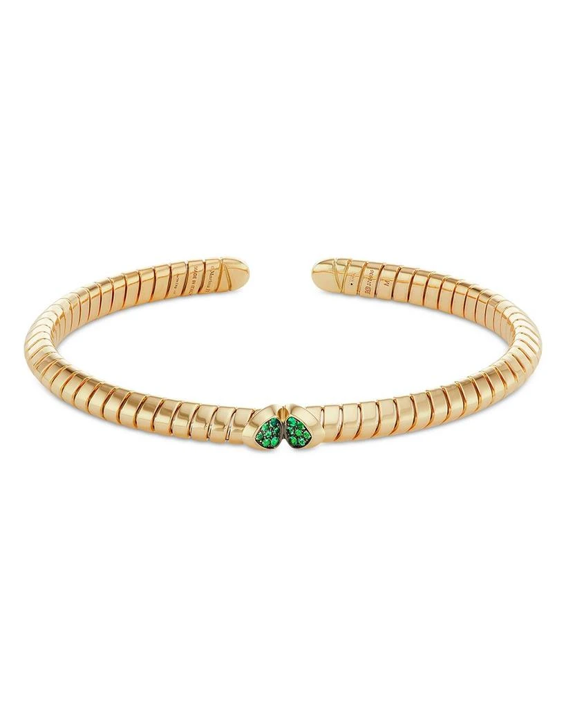 MARINA 18K Yellow Gold Trisolina Emerald Pavé Coil Cuff Bracelet 1