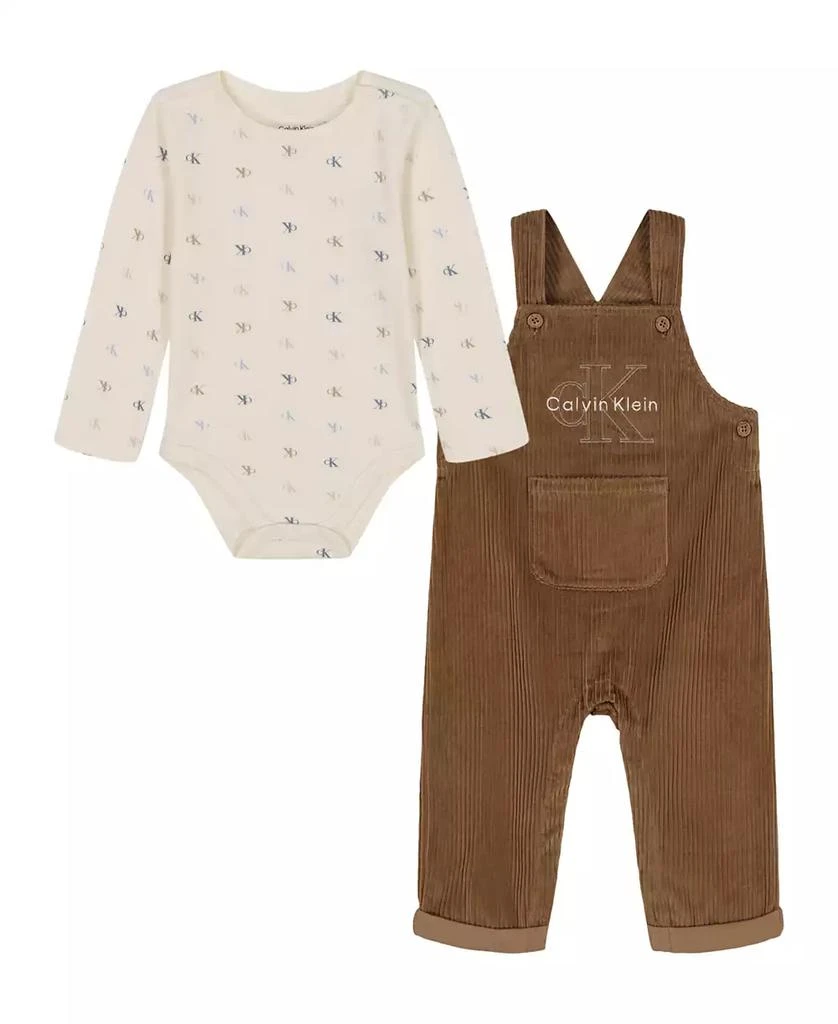 Calvin Klein Baby Boys 2-Piece Bodysuit and Overall Set 1