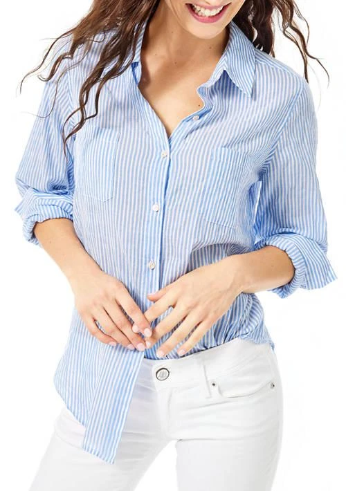 Lilly Pulitzer Pulitzer Womens Sea View Button Down Oxford Shirt 1